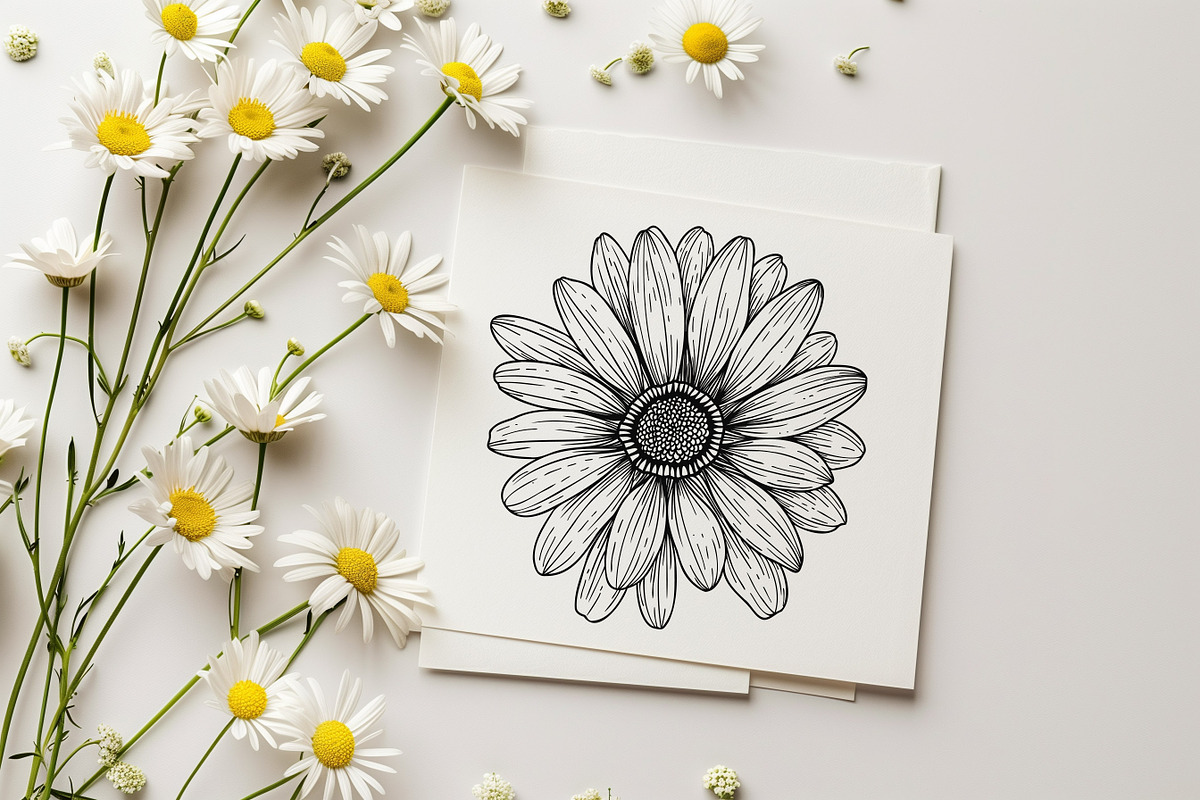 Daisy Flowers Line Art SVG, an Object Graphic by Dervik Art Store (Photo 4 of 8)