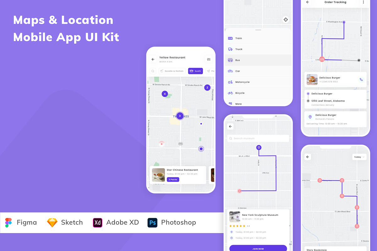 Maps & Location Mobile App UI Kit, an UI Kit Template by Betush