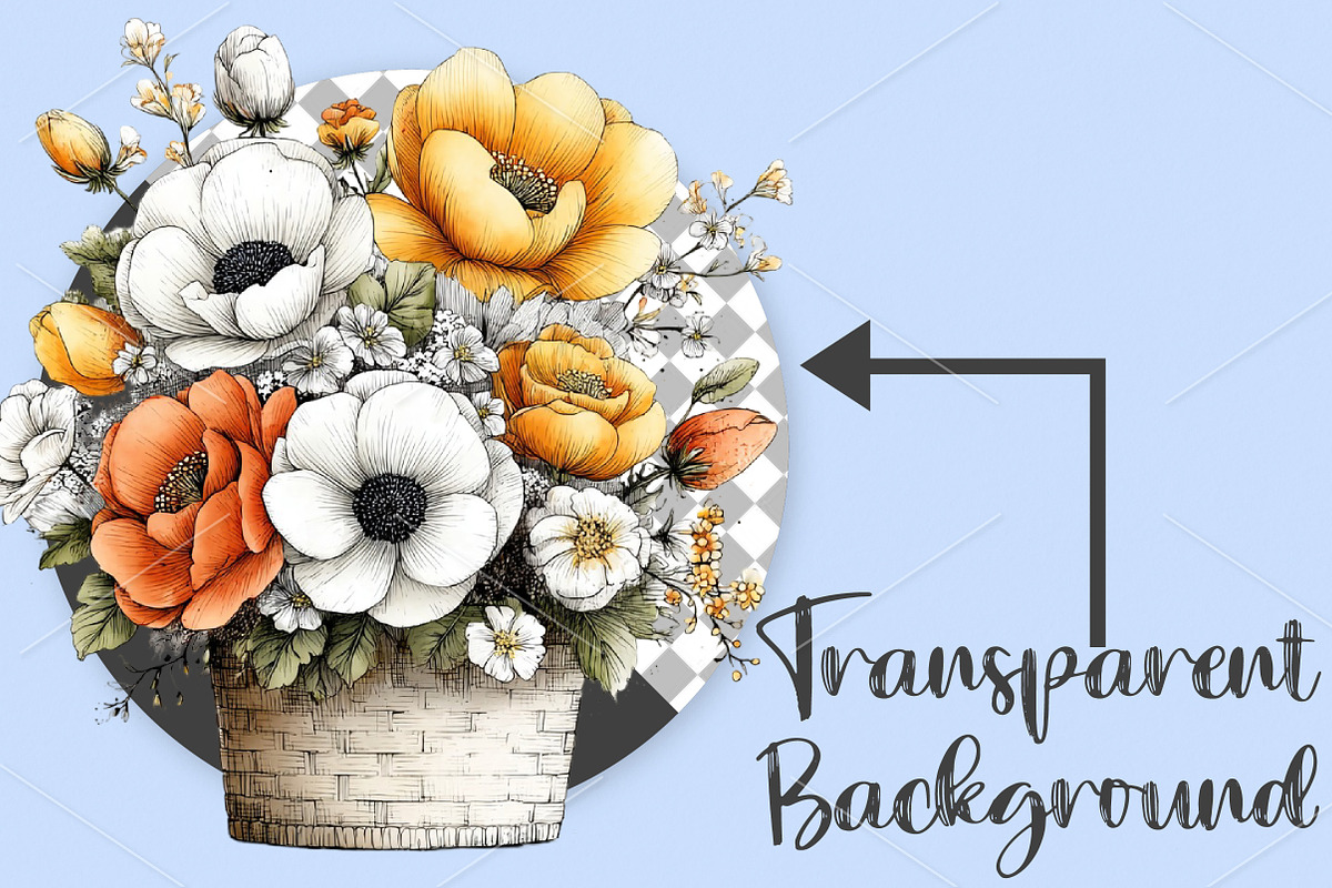 Whimsical Spring Flower Basket PNG, an Illustration by Canvas Craft (Photo 2 of 7)