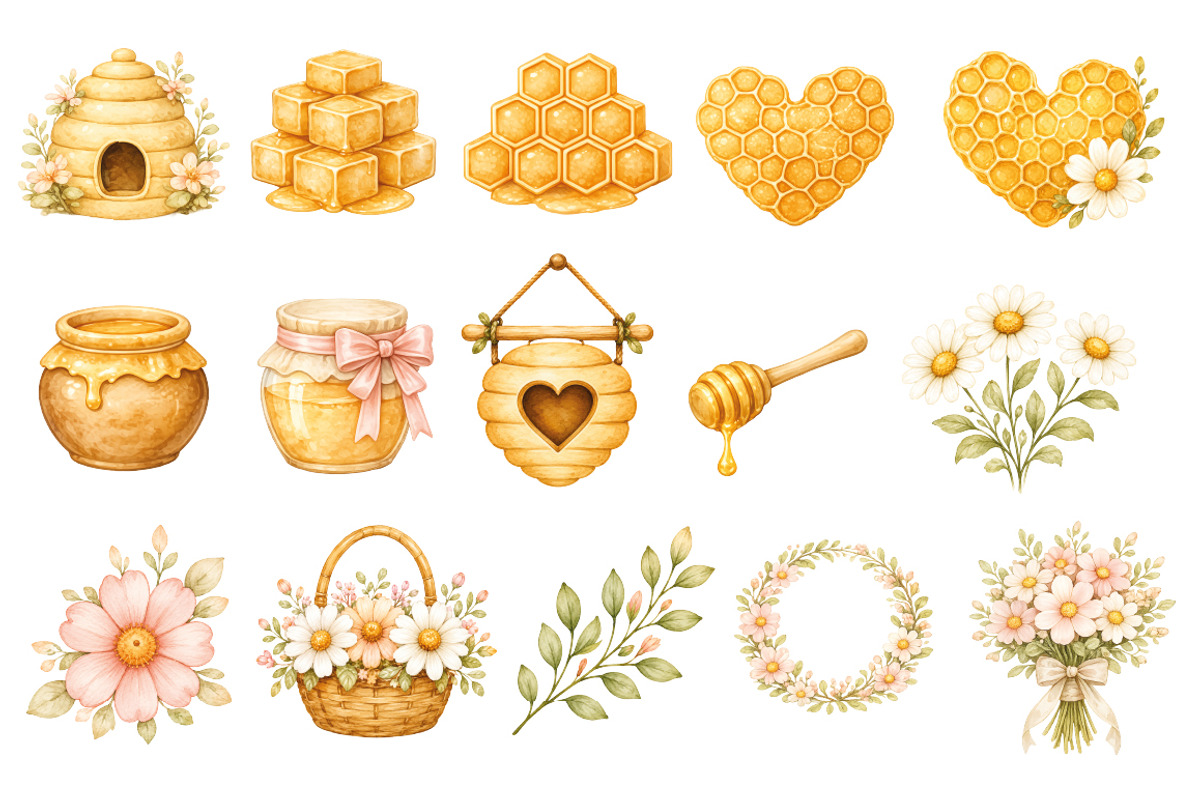Honey Bee Clipart, an Animal Illustration by Villa 11 Estudio (Photo 3 of 11)