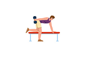 Man lifting dumbbell while doing, a Sport Illustration by pikepicture