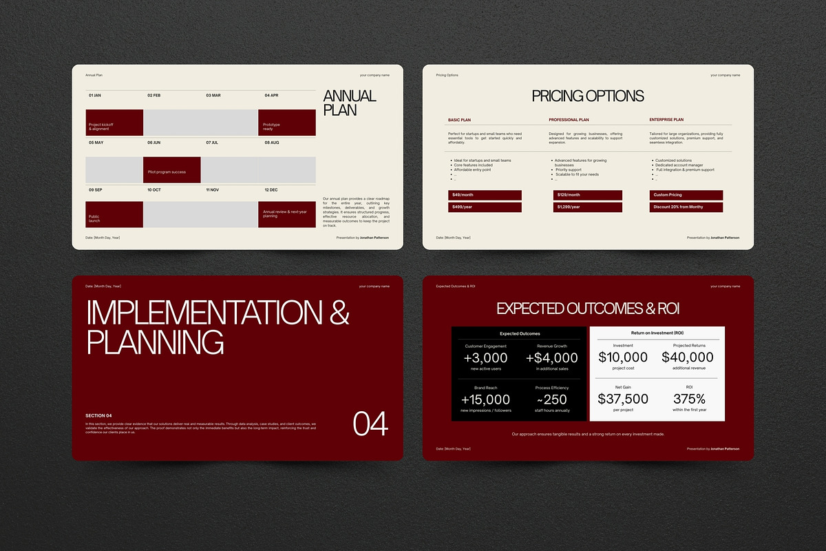 Burgundy Business Strategy Deck, a Presentation Template by Pani Temp. (Photo 12 of 13)