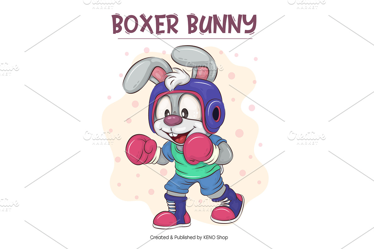 Set of Cartoon Bunny_02. T-Shirt., an Animal Illustration by KENO Mascots (Photo 7 of 7)