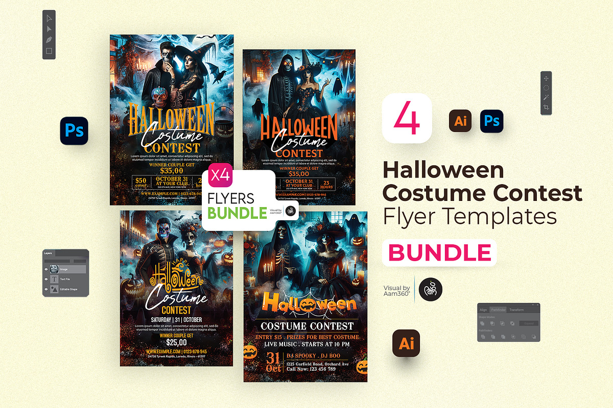 Halloween Costume Contest Bundle, a Flyer Template by Aam360 (Photo 1 of 9)