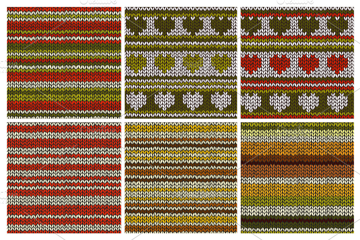 Set of 24 knitted seamless patterns preview 3