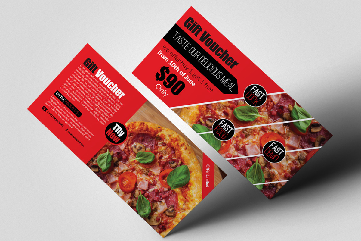 Restaurant Menu Gift Voucher, a Card Template by Business Flyers