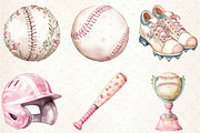 Retro Girly Baseball Clipart, an Illustration by Rose Art (Thumbnail 4 of 4)