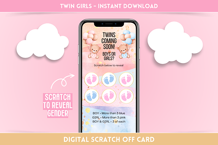 Twin Girls Digital Scratch Card, an Email Template by SunshineStudioBoutique