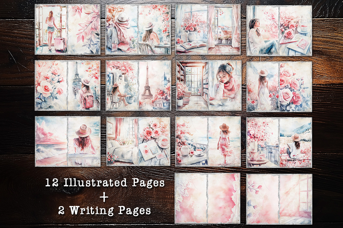 Dreamy Fiminine Travel Junk Journal, a Decorative Illustration by V Design Creator (Photo 3 of 12)