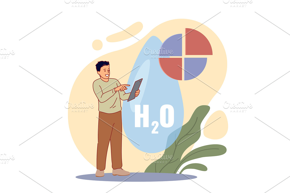 Conscious water consumption, a Technology Illustration by YummyBuum