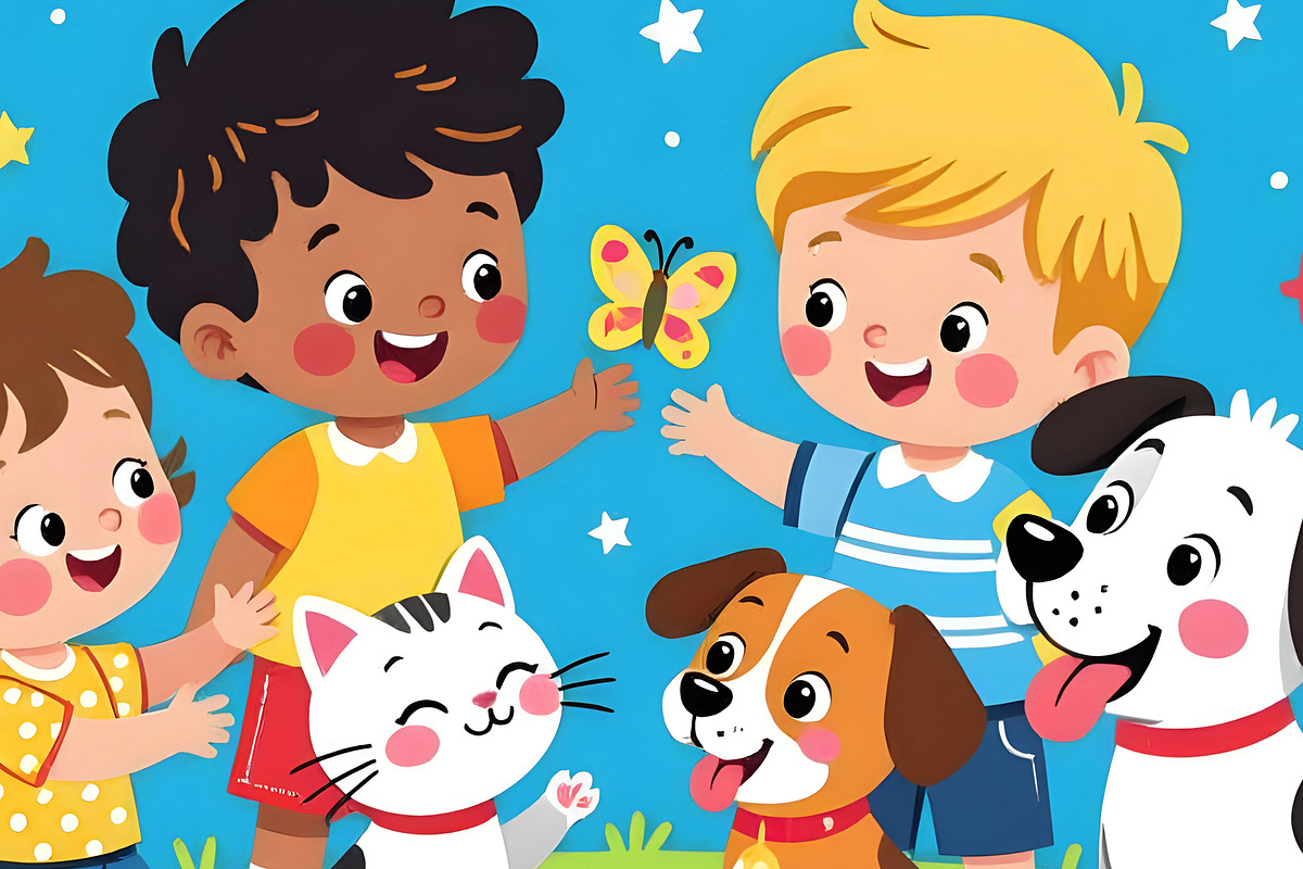 Children Enjoying the Outdoors, a Person Illustration by Sharon Schwalbe (Photo 1 of 4)