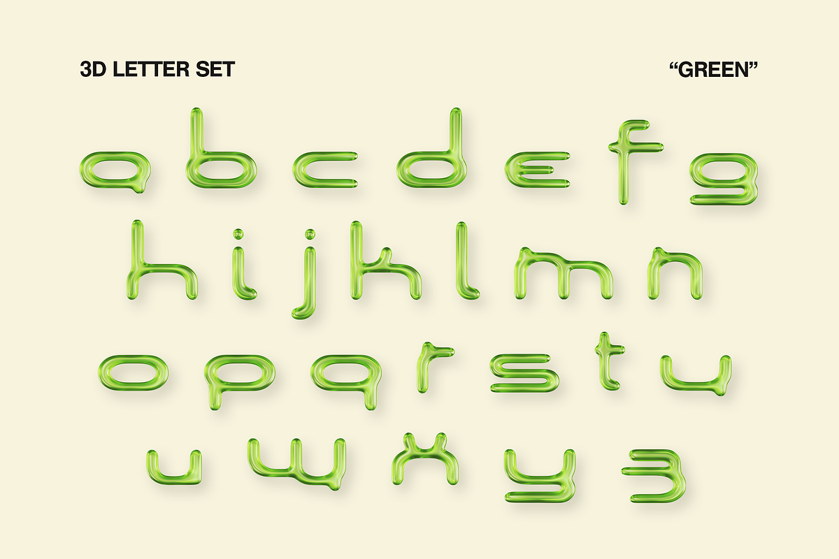 3D Plastic Letter Set | 2 Colors, an Object Graphic by Fivehead Studio (Photo 3 of 6)