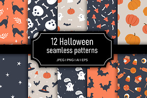 Halloween Seamless Patterns Set