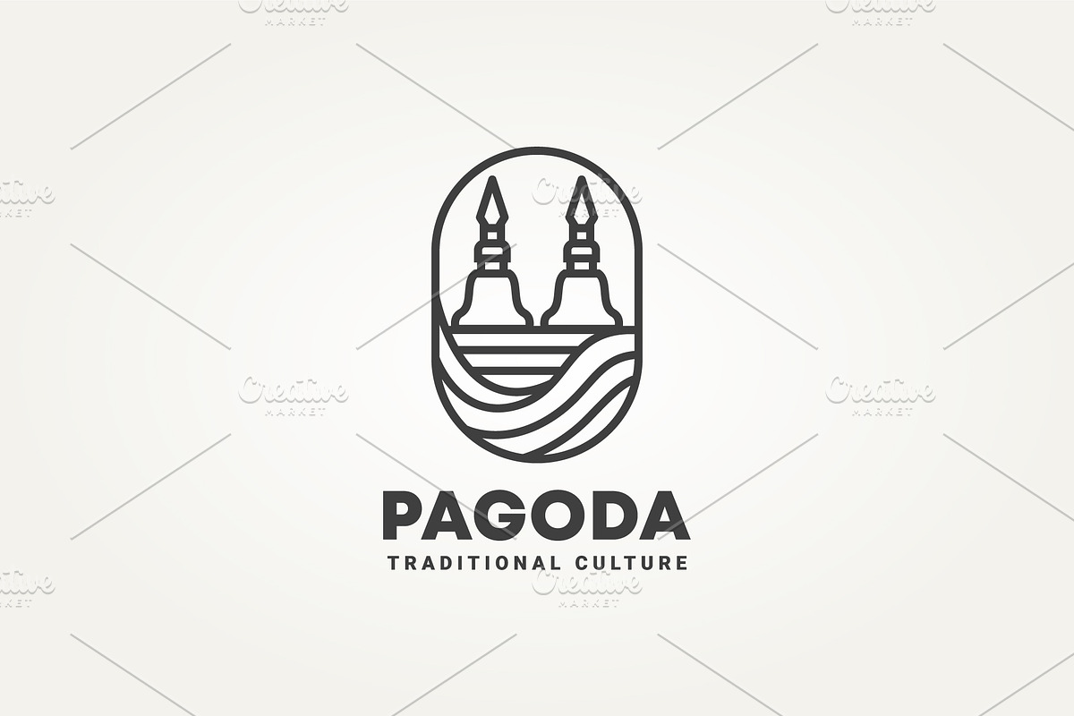 minimalist pagoda culture icon logo, a Branding & Logo Template by Blazybone
