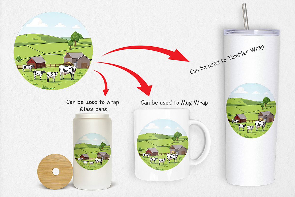 Dairy Farm Scene Clipart, a Graphic by Artnoy (Photo 3 of 5)