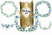 Blueberry gold. Watercolor clipart., an Illustration by LABFcreations (Thumbnail 6 of 6)