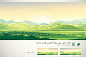 Summer landscape in panoramic format, a Seasonal Illustration by Countryside life