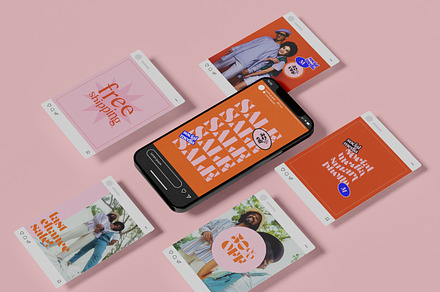 Smartphone with Screen Set Mockup, a Wearable Device Mockup by Mego-studio