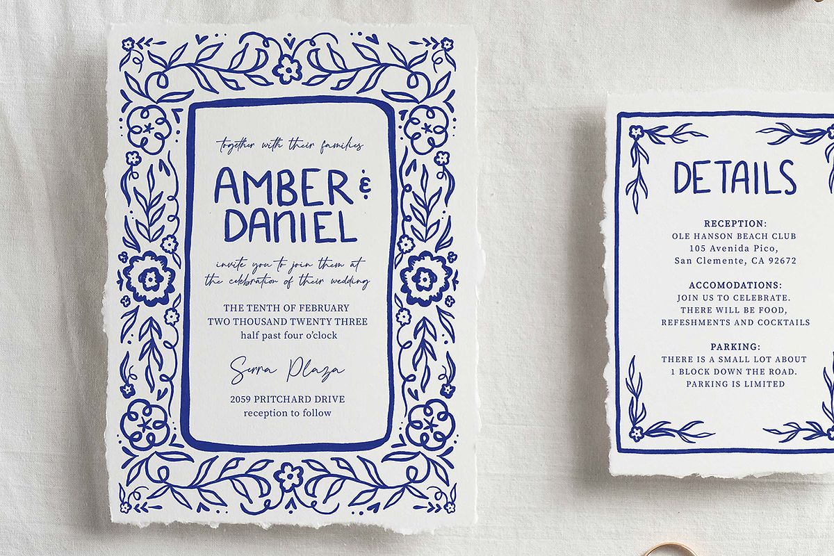 Blue Floral Frame Wedding Clipart, an Illustration by Jordyn Grace Design (Photo 2 of 2)