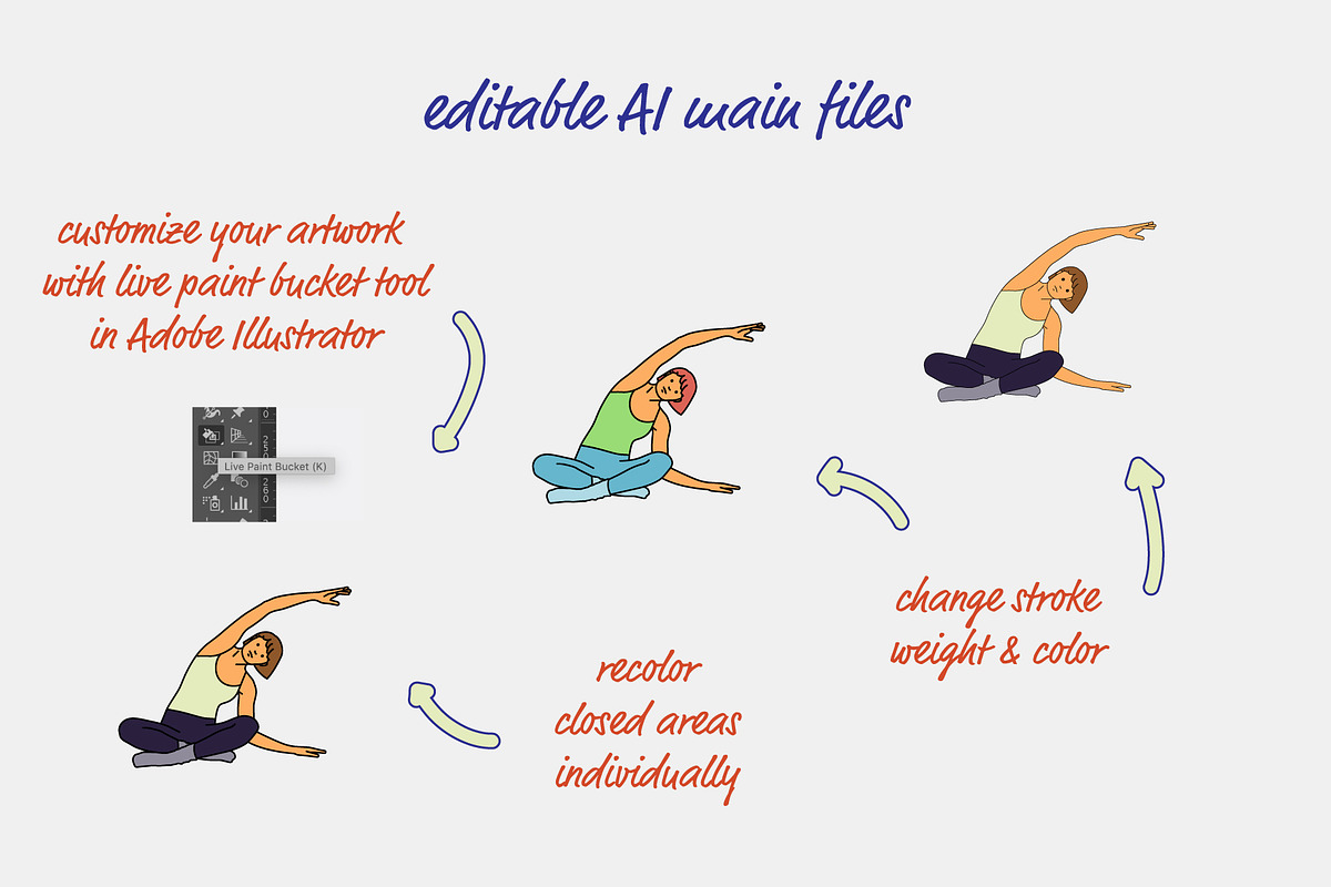 55 Stretching Poses, an Illustration by pkahraman (Photo 3 of 4)