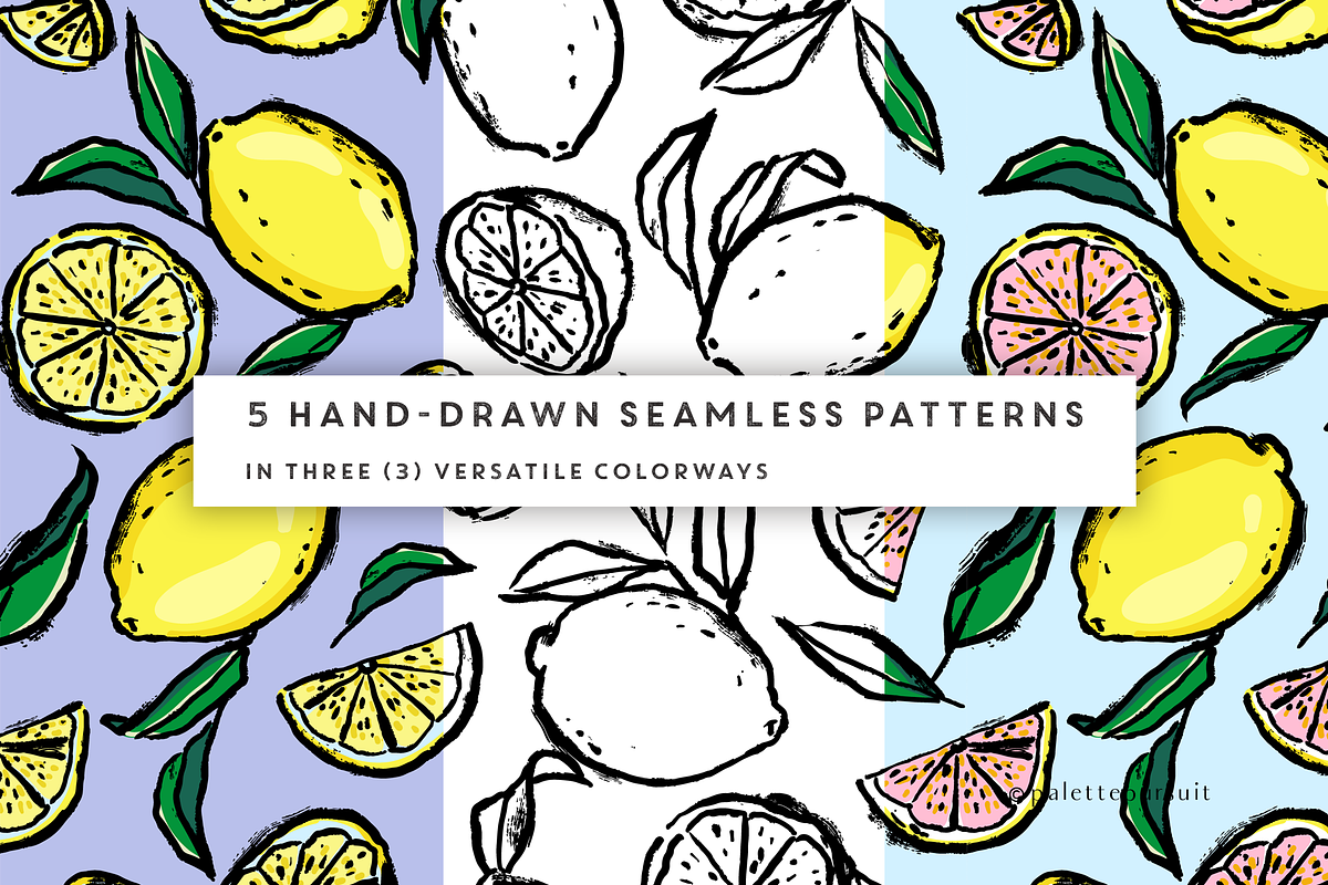 Brushed lemons vector pattern set, a Pattern Graphic by Palette Pursuit (Photo 3 of 12)
