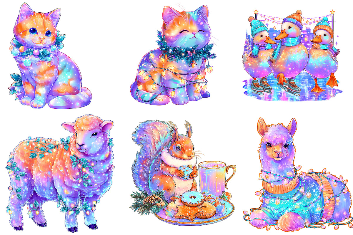 Funny Christmas Animals clipart, an Illustration by CreationArt (Photo 2 of 6)
