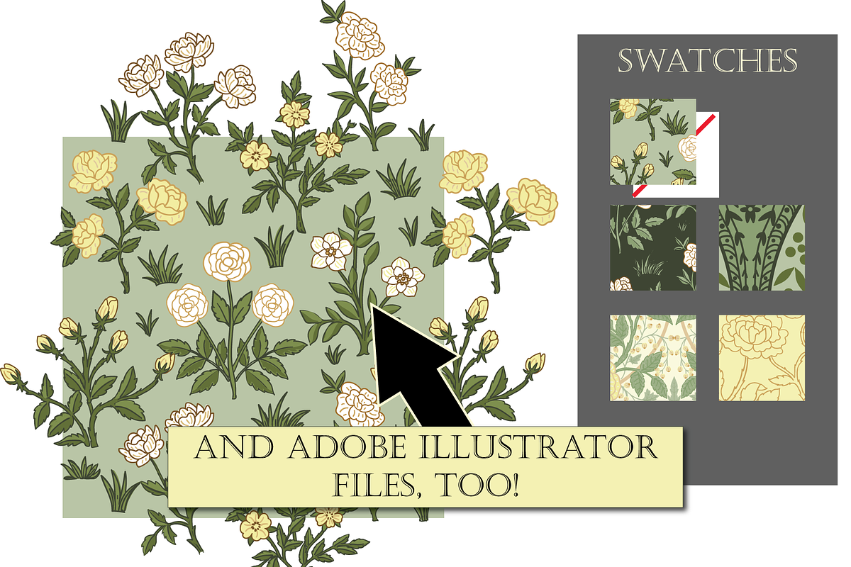 William Morris Style Patterns - Sage, a Pattern Graphic by RachelStudio (Photo 8 of 10)