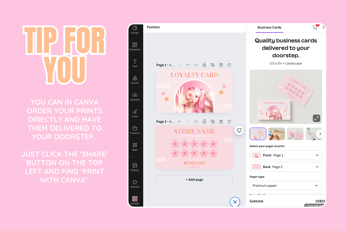 Cute Loyalty Card Template - 2 Sides, a Card Template by SunshineStudioBoutique (Photo 6 of 10)