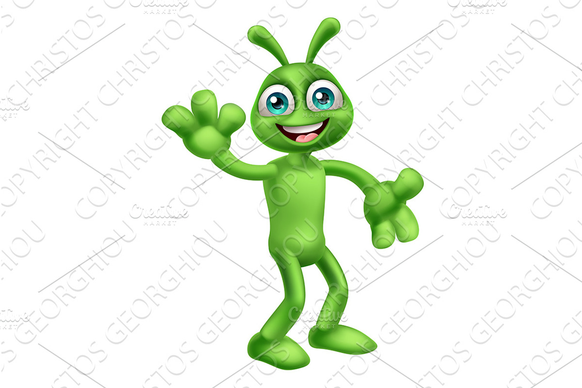 Alien Cute Little Green Man Martian, an Illustration by Christos Georghiou