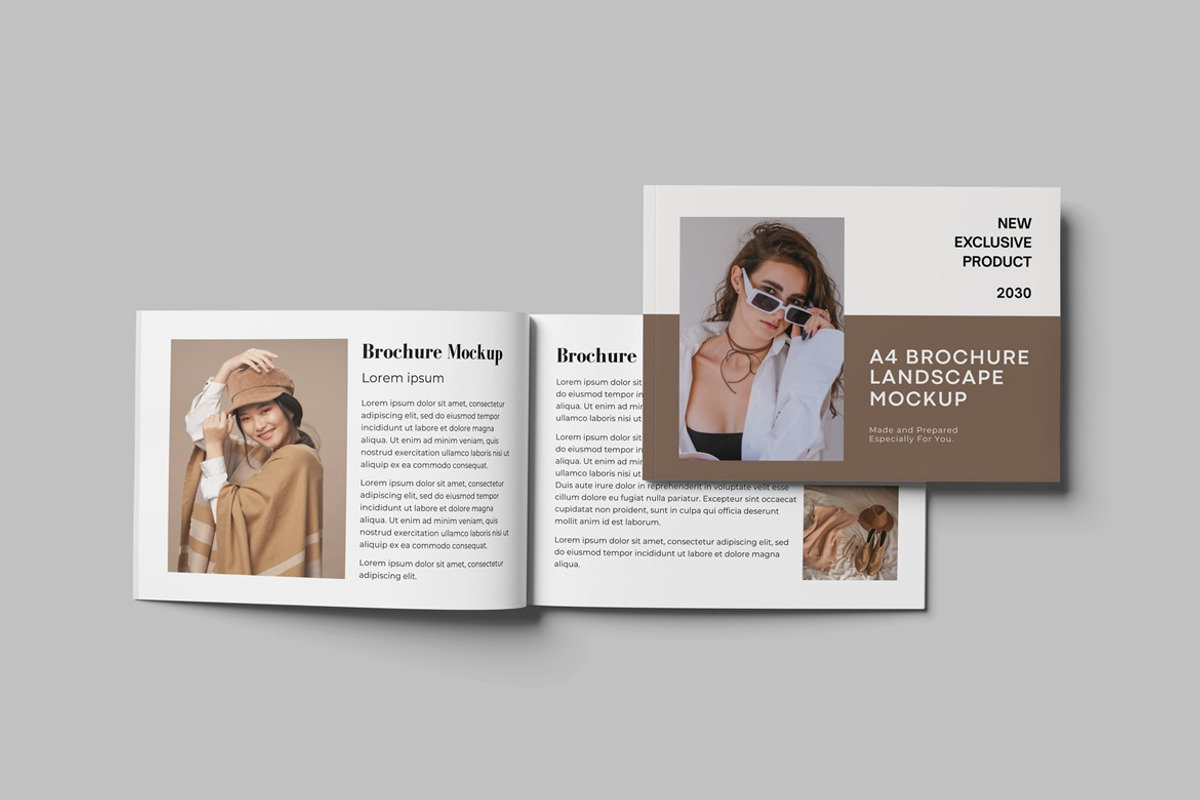 A4 Landscape Brochure Mockup, a Books & Magazine Mockup by AndikaGraphic (Photo 3 of 6)
