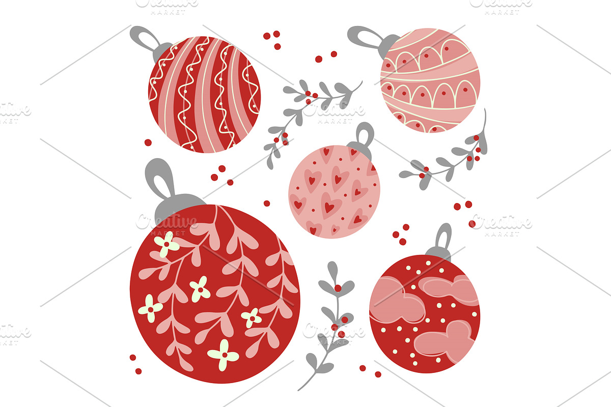 Vintage xmas bauble collection, an Object Illustration by art PVP - market