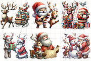 Santa & Reindeer Christmas Clipart, an Illustration by CrexoraLab (Thumbnail 2 of 5)