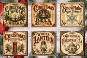 Vintage Christmas Labels Bundle PNG, a Seasonal Illustration by CreationArt (Thumbnail 3 of 3)