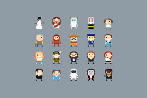 100 Pixel Art Characters