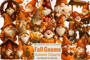 Fall Gnome Clipart Autumn  Bundle., an Illustration by SVGArt