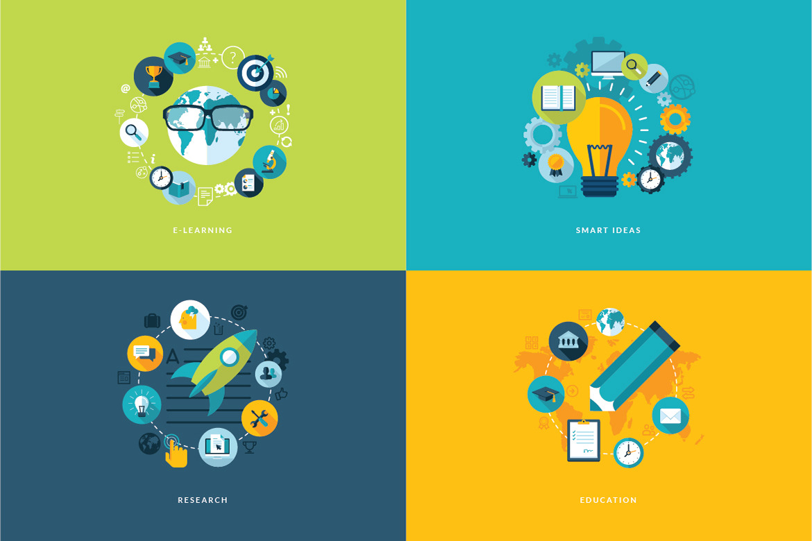 Set of Flat Design Concept Icons, an Outline Icon by PureSolution