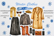 Watercolor winter set clothes drinks, a Seasonal Illustration by Fresh art by Larysa (Thumbnail 2 of 6)