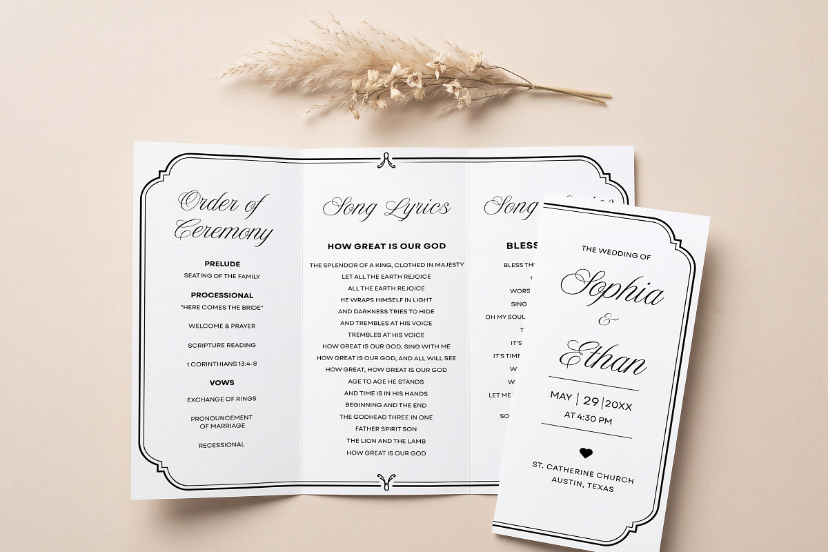 Elegant Black White Wedding Program, an Invitation Template by Arslan (Photo 3 of 4)