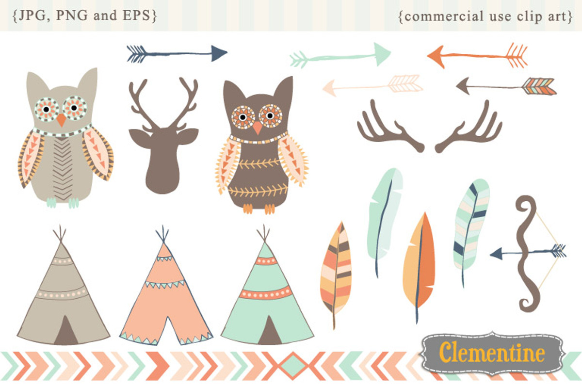 Tribal clip art, an Illustration by Lovely Clementine