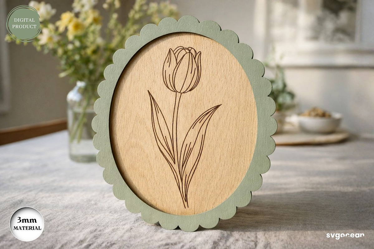 Scalloped Flower Frame SVG Bundle, a Decorative Illustration by svgocean (Photo 7 of 13)