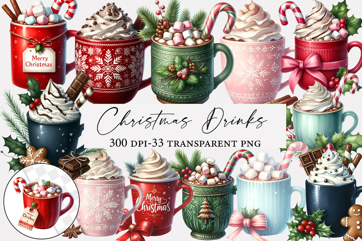 Christmas Drinks Clipart, an Illustration by Designworld (Photo 1 of 5)