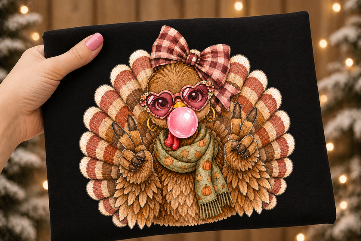 Retro Turkey Blowing Bubble Gum PNG, a Seasonal Illustration by Stickera Hub (Photo 5 of 7)