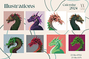 Dragon Calendar Templates 2024, a Print Template by NNclipart (Thumbnail 12 of 15)