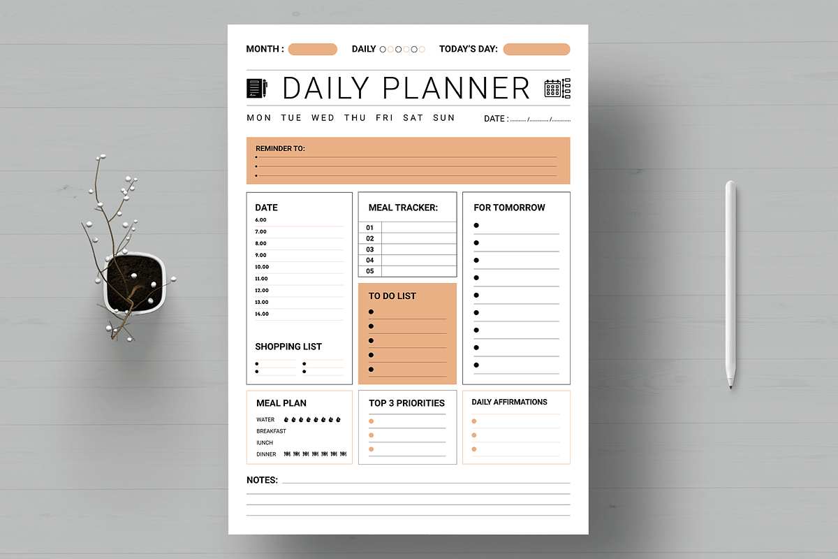 Daily Planner Layout, a Stationery Template by MightyDesign (Photo 1 of 8)