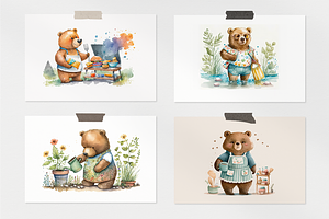 Cute Bears Watercolor Collection