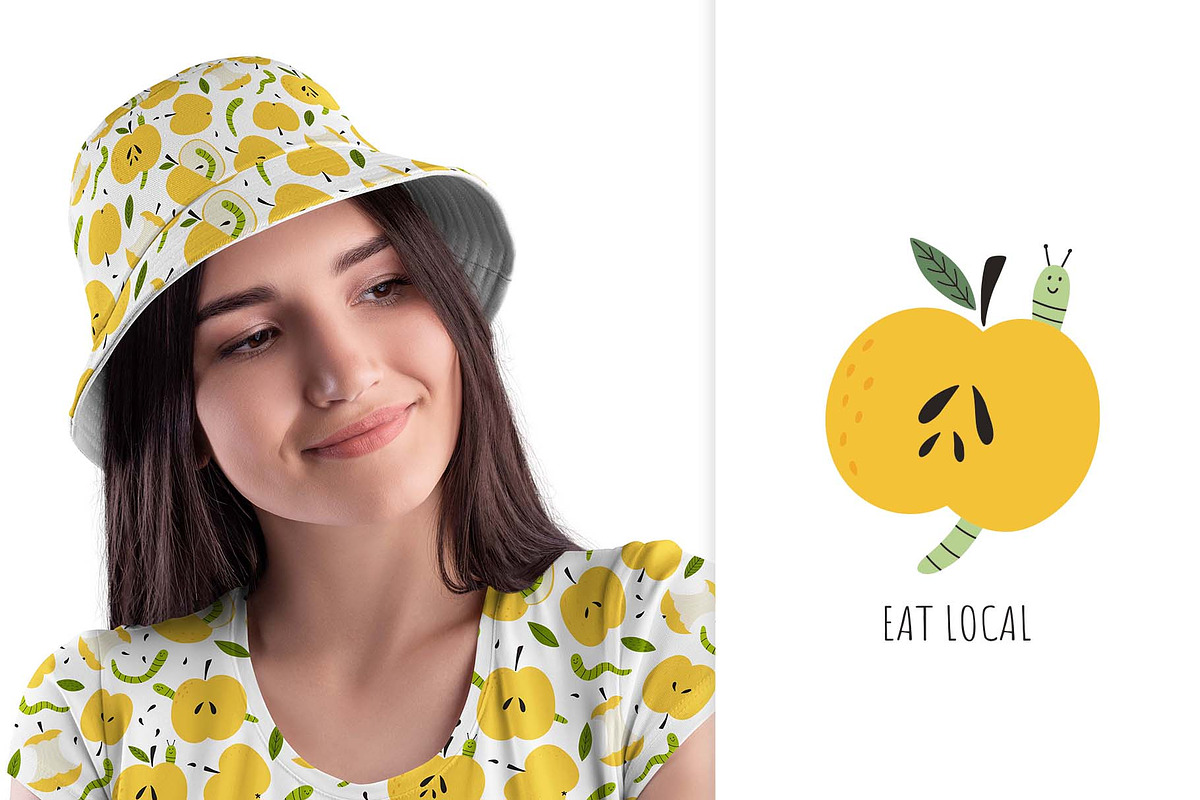 Happy Worms & Apples Clipart, a Food Illustration by Irina Ostapenko (Photo 5 of 6)