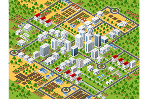 Urban Plan Pattern Map. Isometric