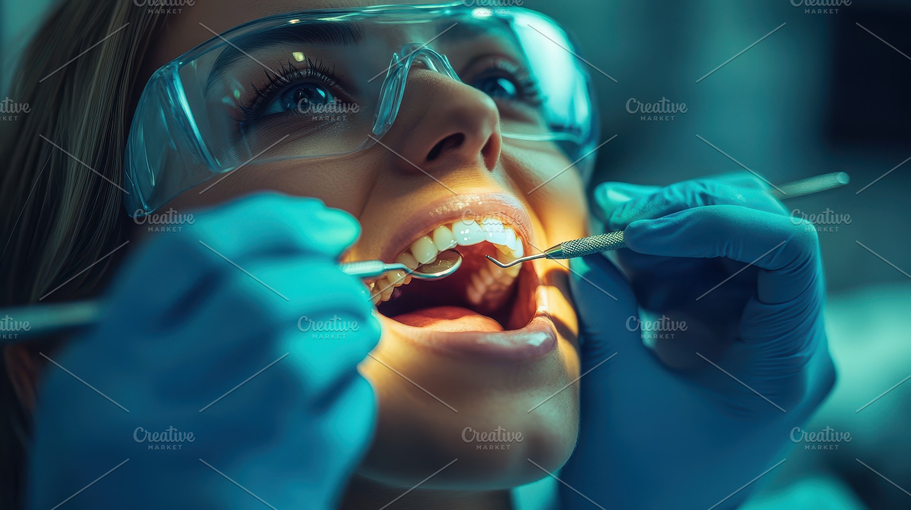 Dental procedure: Woman receives tee, a Health & Medical Photo by Pixeness Studio