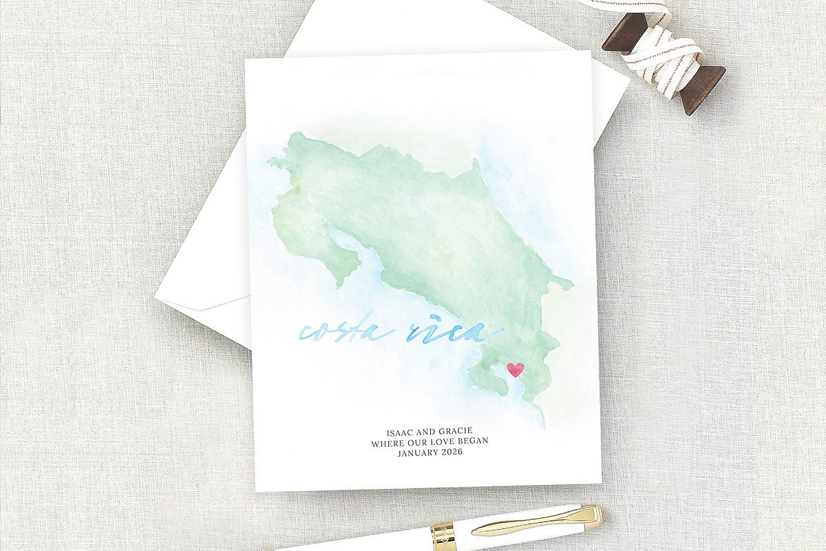 Watercolor Map of Costa Rica, an Illustration by Beloved Paper (Photo 6 of 6)