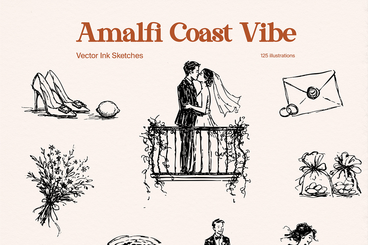 Amalfi Vibe: Vector Ink Sketches, an Object Graphic by divanovskaya_nv (Photo 8 of 20)